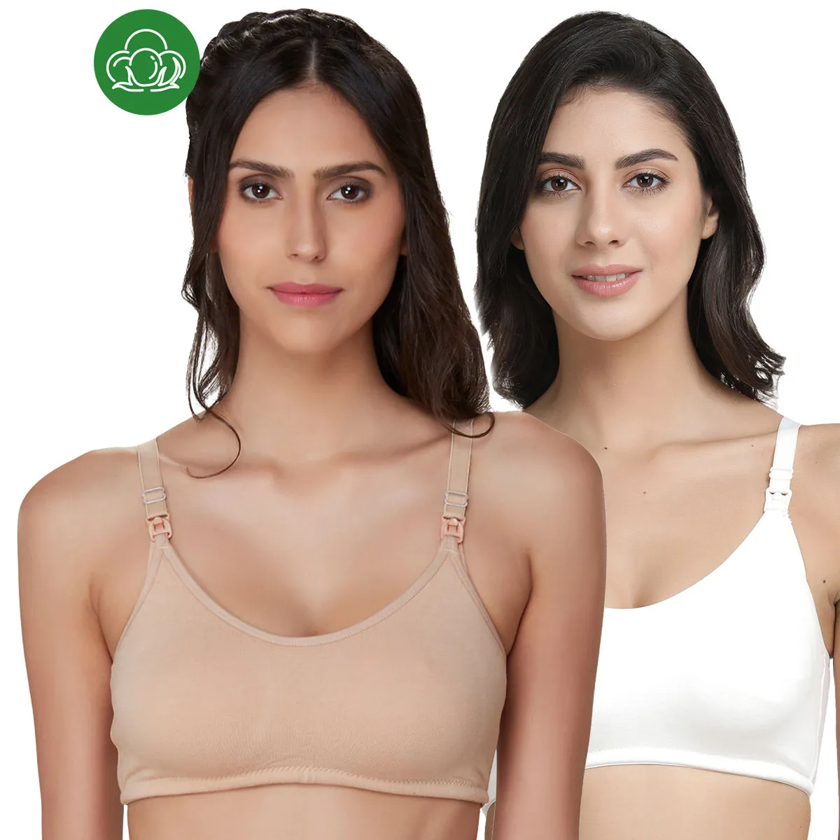 Inner Sense Organic Antimicrobial Soft Nursing Bra Combo of 2 - Multi-Color