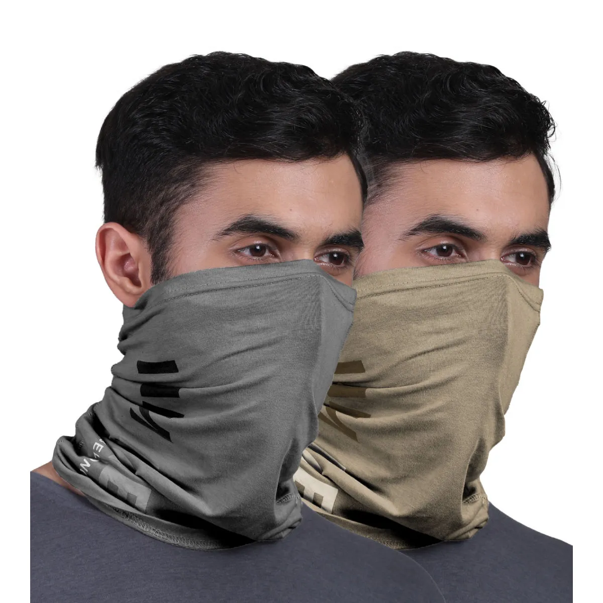 FREECULTR Unisex Printed Bamboo Bandana Anti Microbial Multipurpose Cloth Face Mask (pack Of 2)