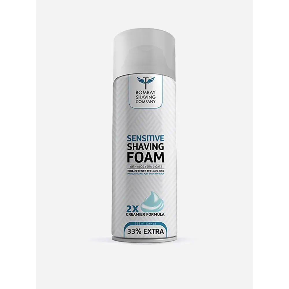 Bombay Shaving Company Sensitive Shaving Foam, 266 ml | (33% Extra) with Aloe Vera & Oats