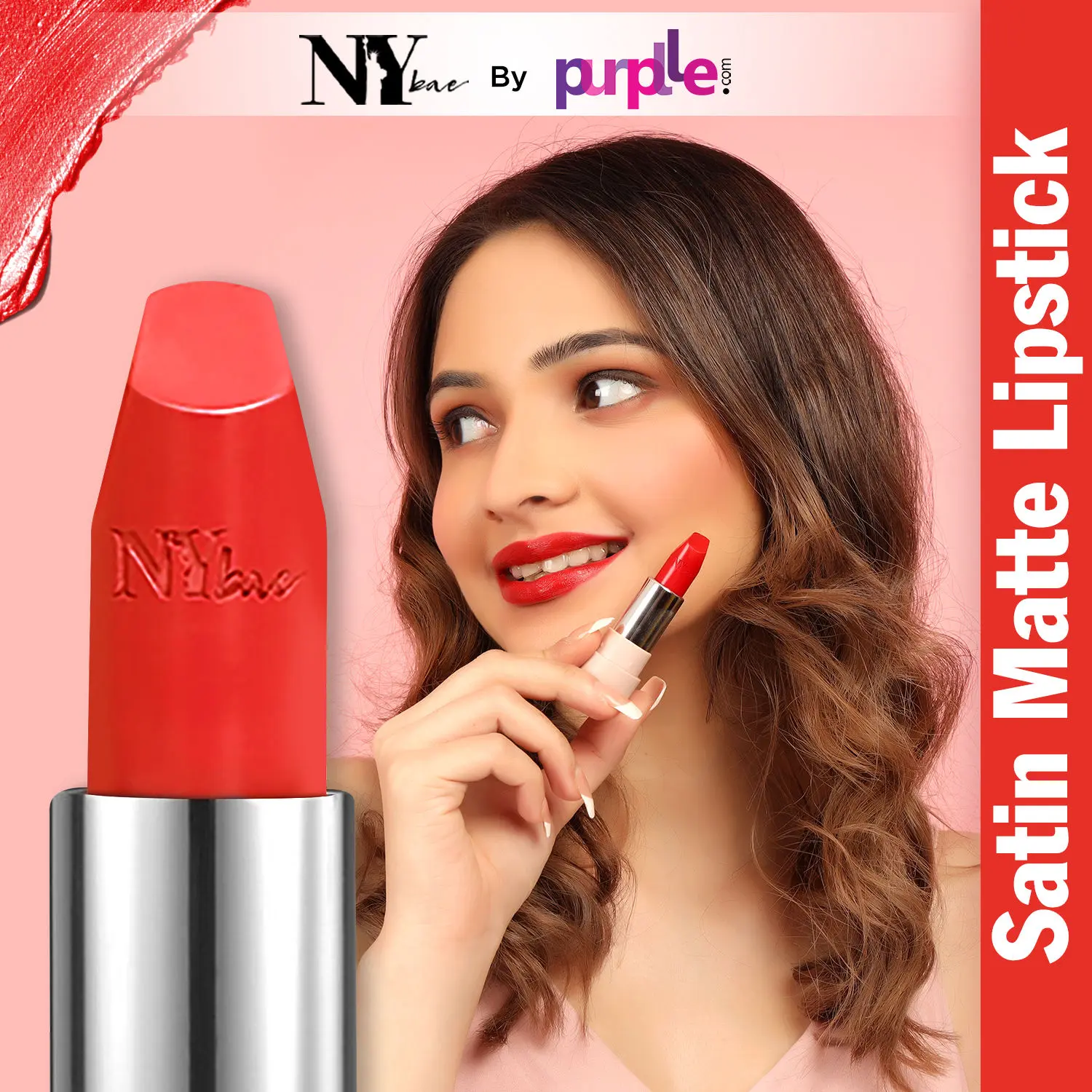 NY Bae Satin Matte Lipstick - Sacred Scarlet 14 (4.2 g) | Red | Silky Smooth Texture | High Shine | Weightless | With Vitamin A & E