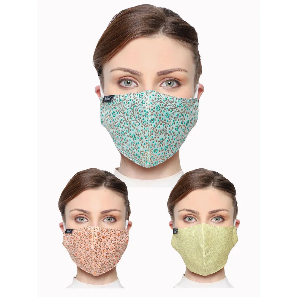 Anekaant Pack Of 3 Multicolor 3-Ply Reusable Poly Silk Fabric Fashion Mask