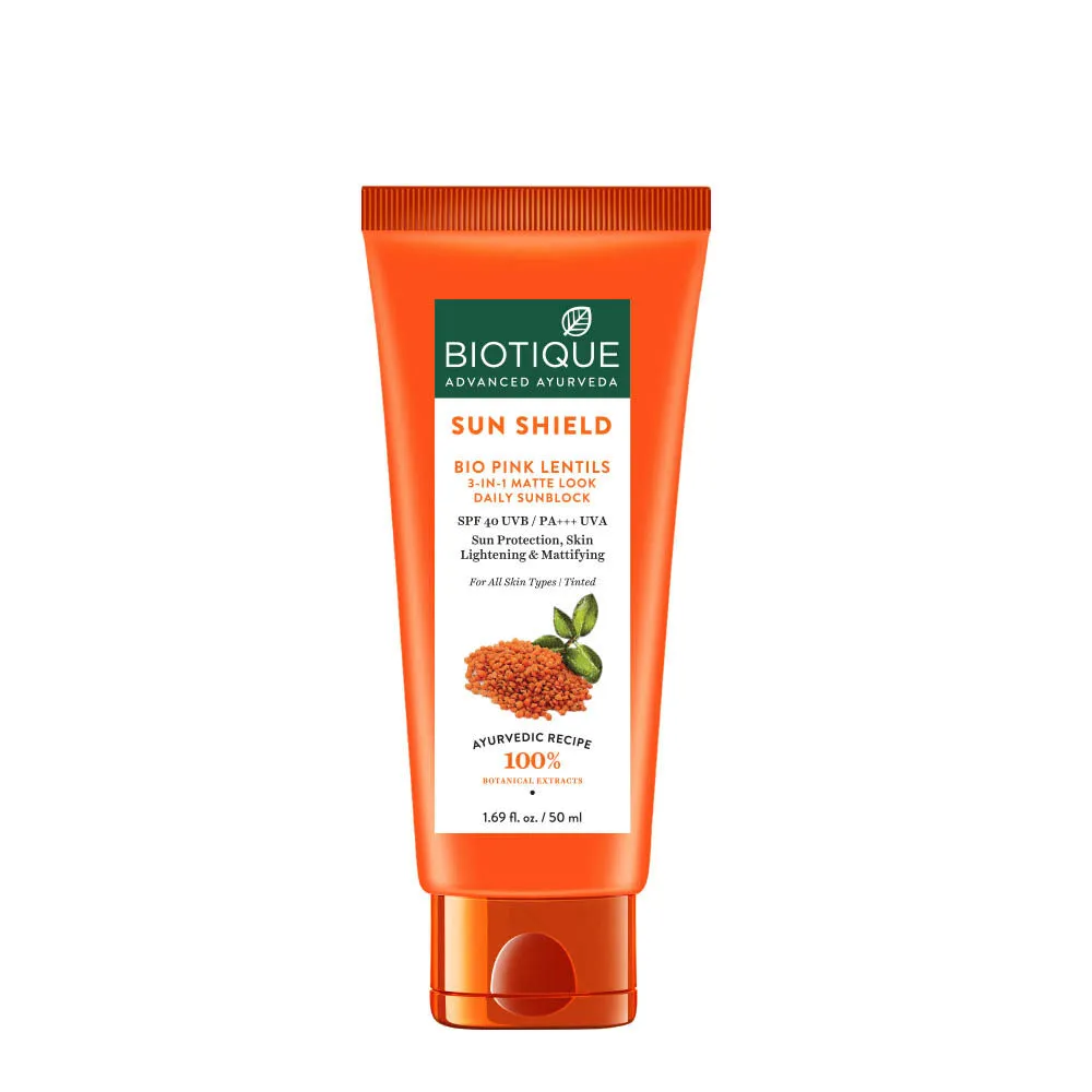 Biotique Bio Pink Lentils 3 In 1 Matte Look Sun Shield SPF 40