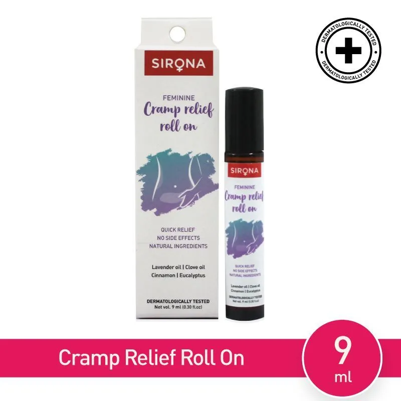 Sirona Natural Menstrual Cramp Relief Roll On for Women (9 ml), Period Pain Reliever & Easy to Use