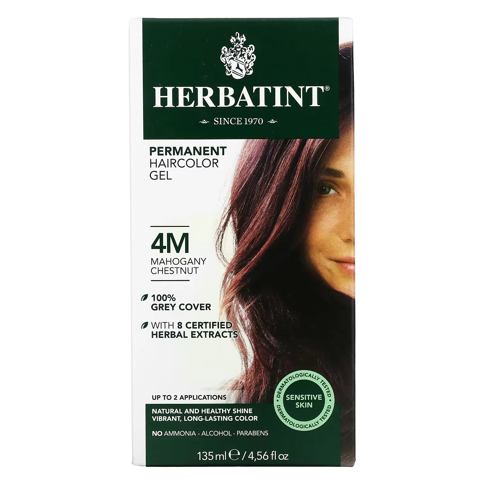 Permanent Haircolor Gel, 4M, Mahogany Chestnut, 4.56 fl oz (135 ml)