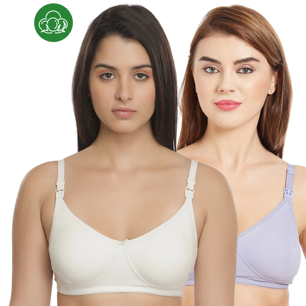 Inner Sense Organic Cotton Antimicrobial Nursing Bra Pack of 2 - Multi-Color