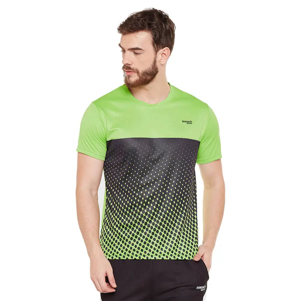 Masch Sports Mens Regular Fit Polyester Active T Shirt (MSTS1017 HSP FDG),  Green  Medium