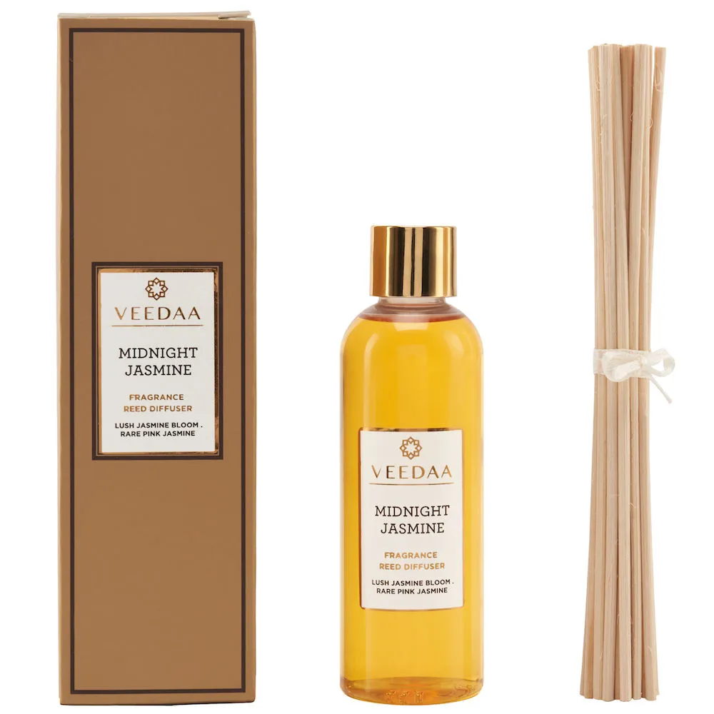 Veedaa Candles Midnight Jasmine Diffuser Oil Refill & Reeds Set