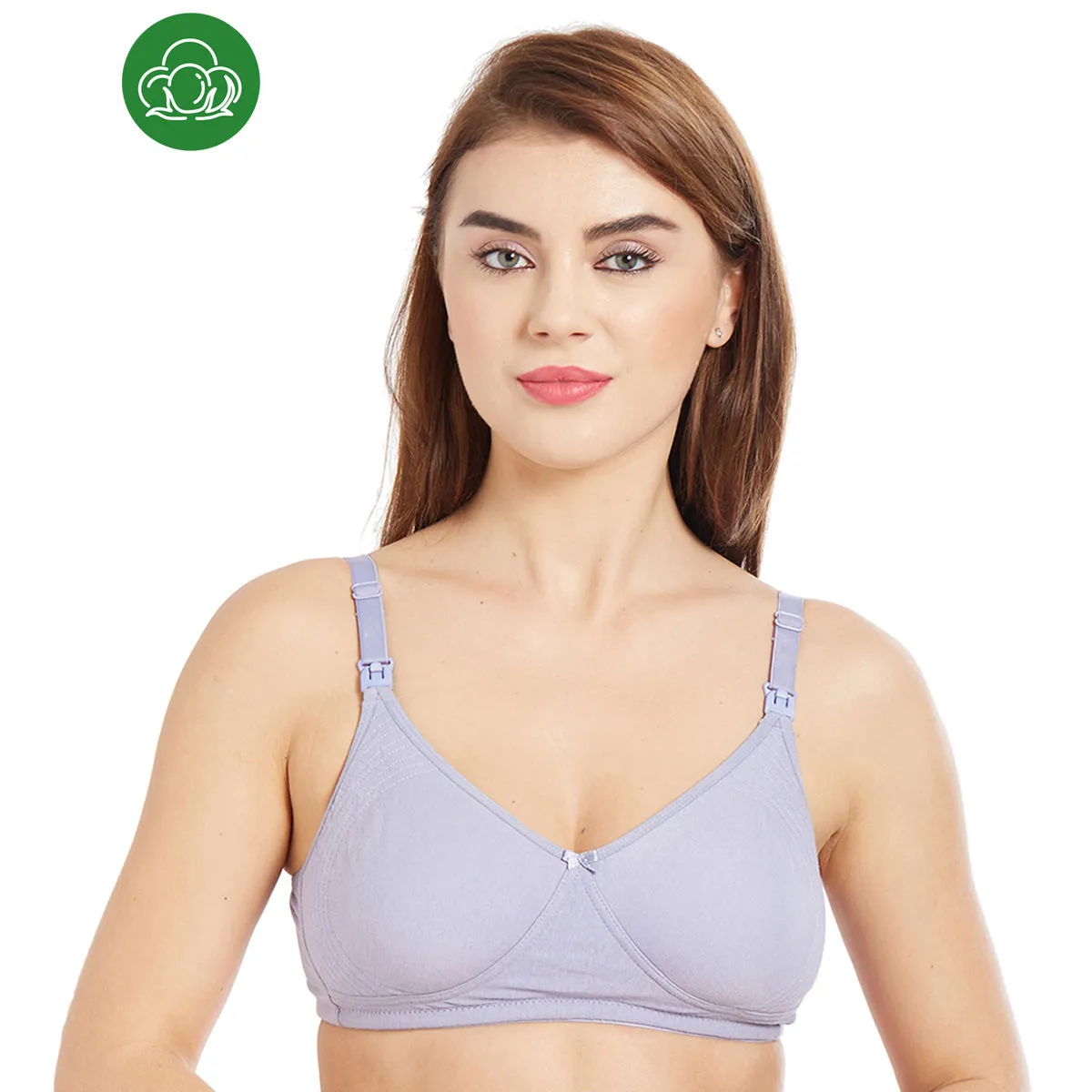 Inner Sense Organic Cotton Antimicrobial Nursing Bra - Purple (38D)