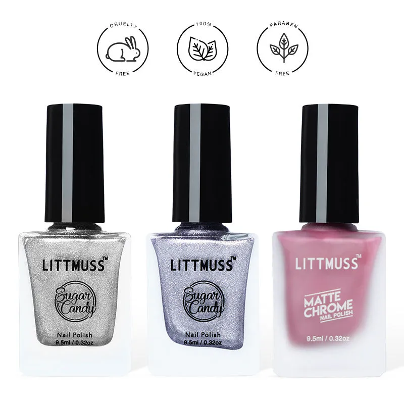 Littmuss Hold Me Up! - Matte Chrome & Sugar Candy Nail Polish Combo