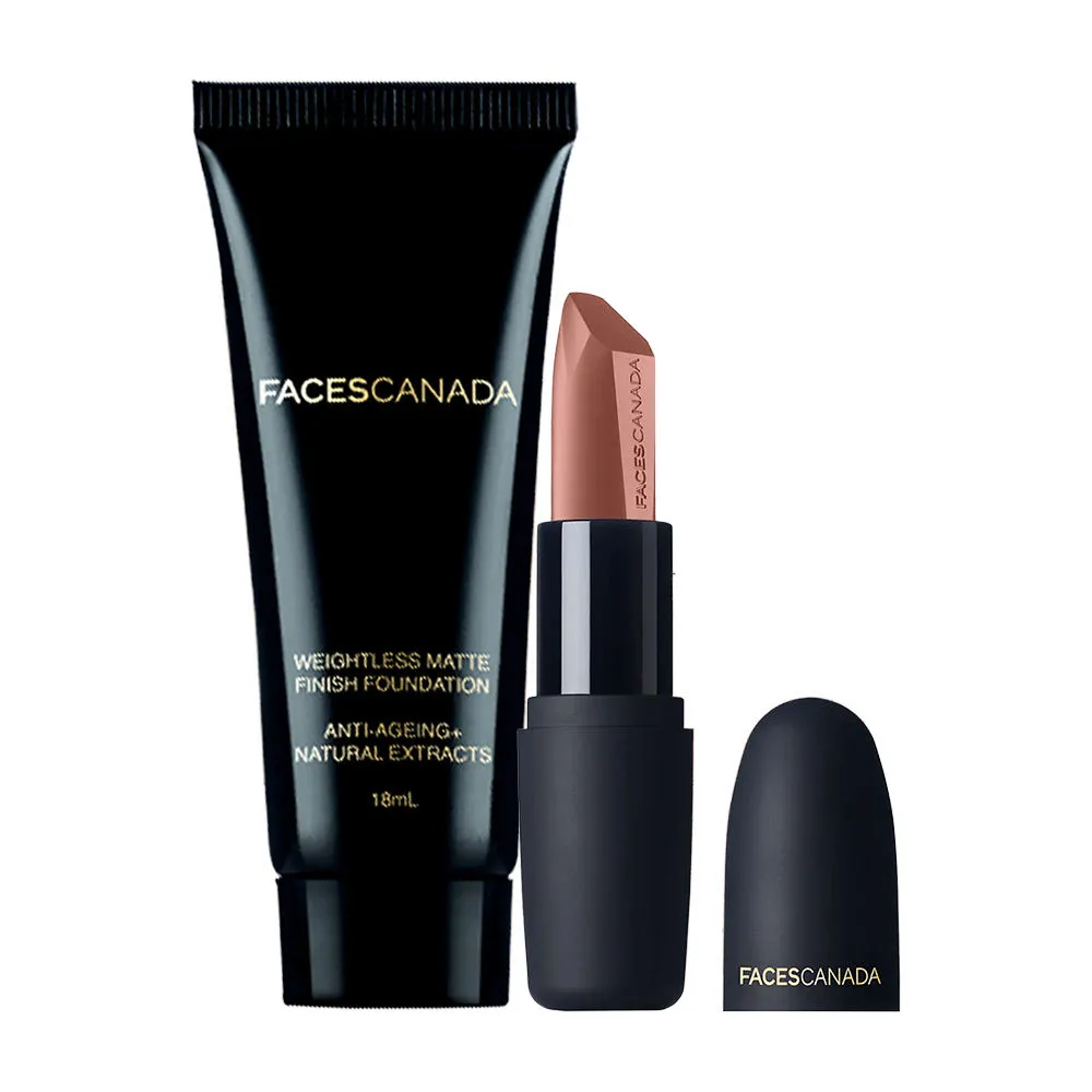 Faces Canada Lip & Face Combo - Buff Nude + Weightless Foundation (natural)