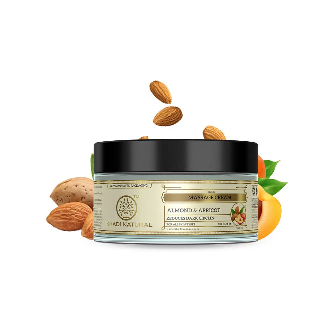 Khadi Natural Almond & Apricot Herbal Massage Cream| Reduce Dark Circles - (50gm)