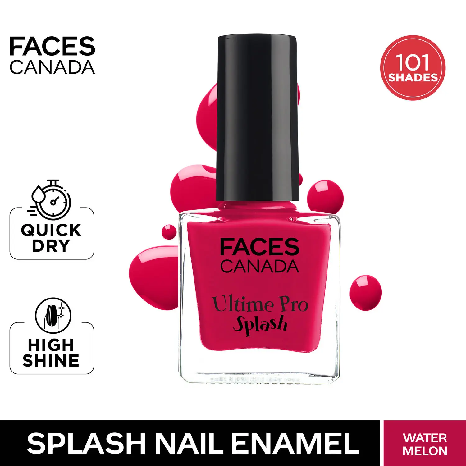 Faces canada Ultime Pro Splash Nail Enamel I Quick-drying I Longlasting I Chip-defiant I Smooth application I Water Melon 52 5ml