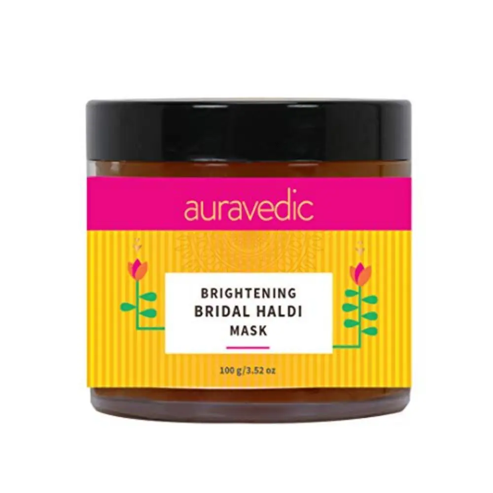 Auravedic Bridal Haldi Face pack for Glowing Skin.Turmeric/Vitamin C Bridal glow Detan Face pack for Skin Lightening/brightening for Women/Men (Paraben free) (100 g)