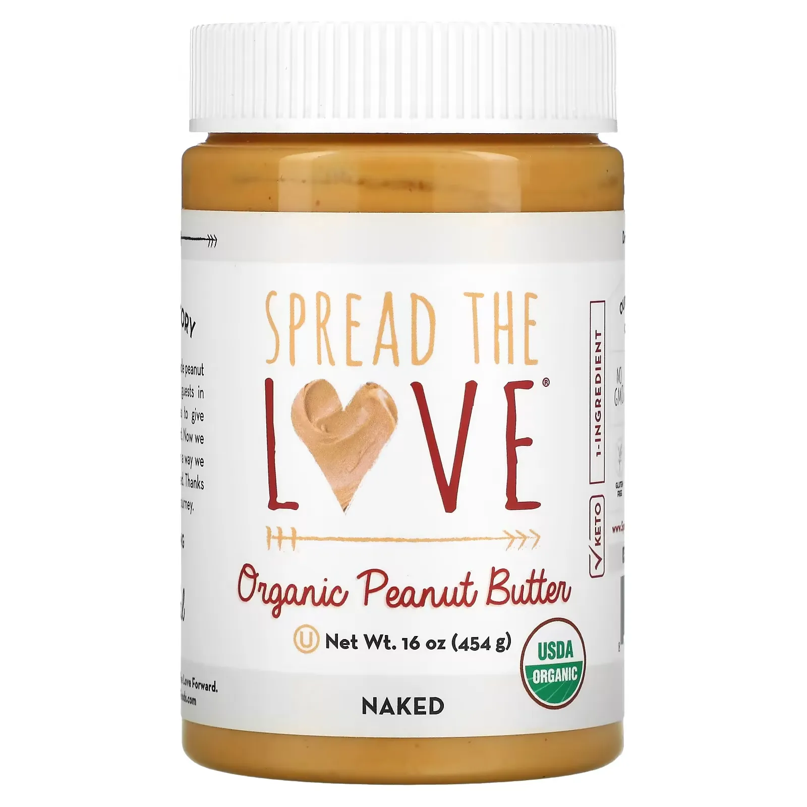 Organic Peanut Butter, Naked, 16 oz (454 g)