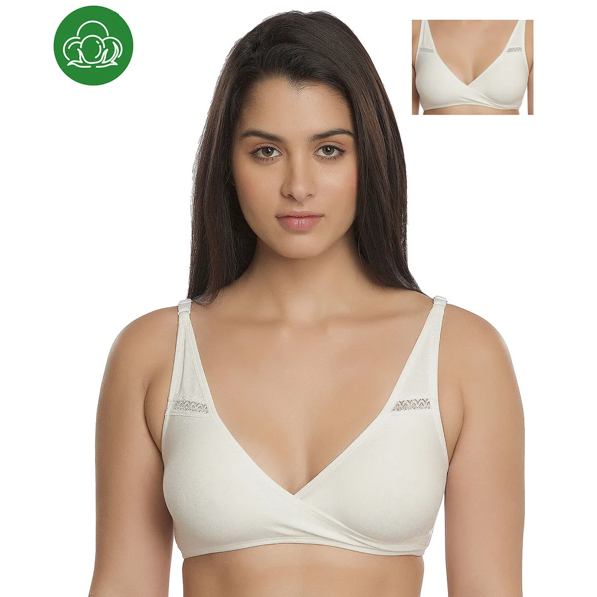 Inner Sense Organic Antimicrobial Sleeping/Feeding Bra Pack Of 2 - White (36B)