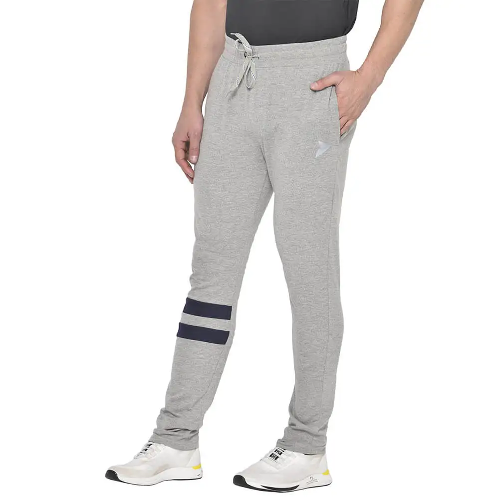 Fitinc Cotton Double Strip Designed Trackpant with Both Side Zipper,  Grey  XXL