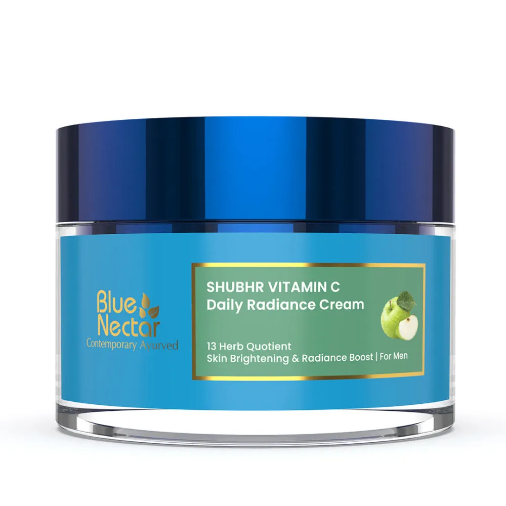 Blue Nectar Vitamin C Face Cream for Glowing Skin, Dark Spot Removal Cream for Men with Green Apple