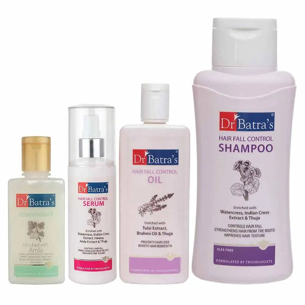 Dr Batra's Hair Fall Control Serum-125 ml, Shampoo - 500 ml, Conditioner - 100 ml, Hair Oil- 200 ml Combo,  4 Piece(s)/Pack  Hair Fall Control