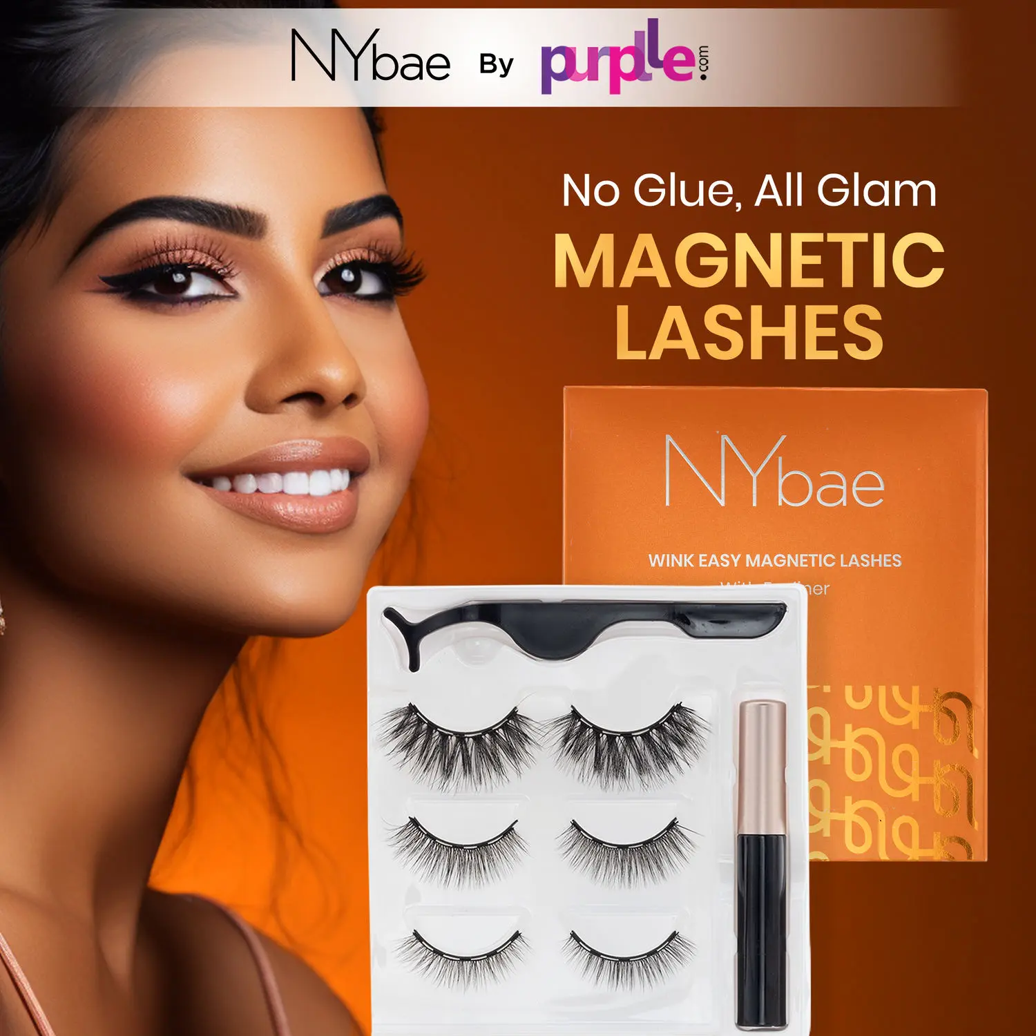 NY Bae Wink Easy Magnetic Lashes | Easy Apply | Comfortable | False Eyelashes | Mascara | Safe Use | Eye Makeup | Value Pack