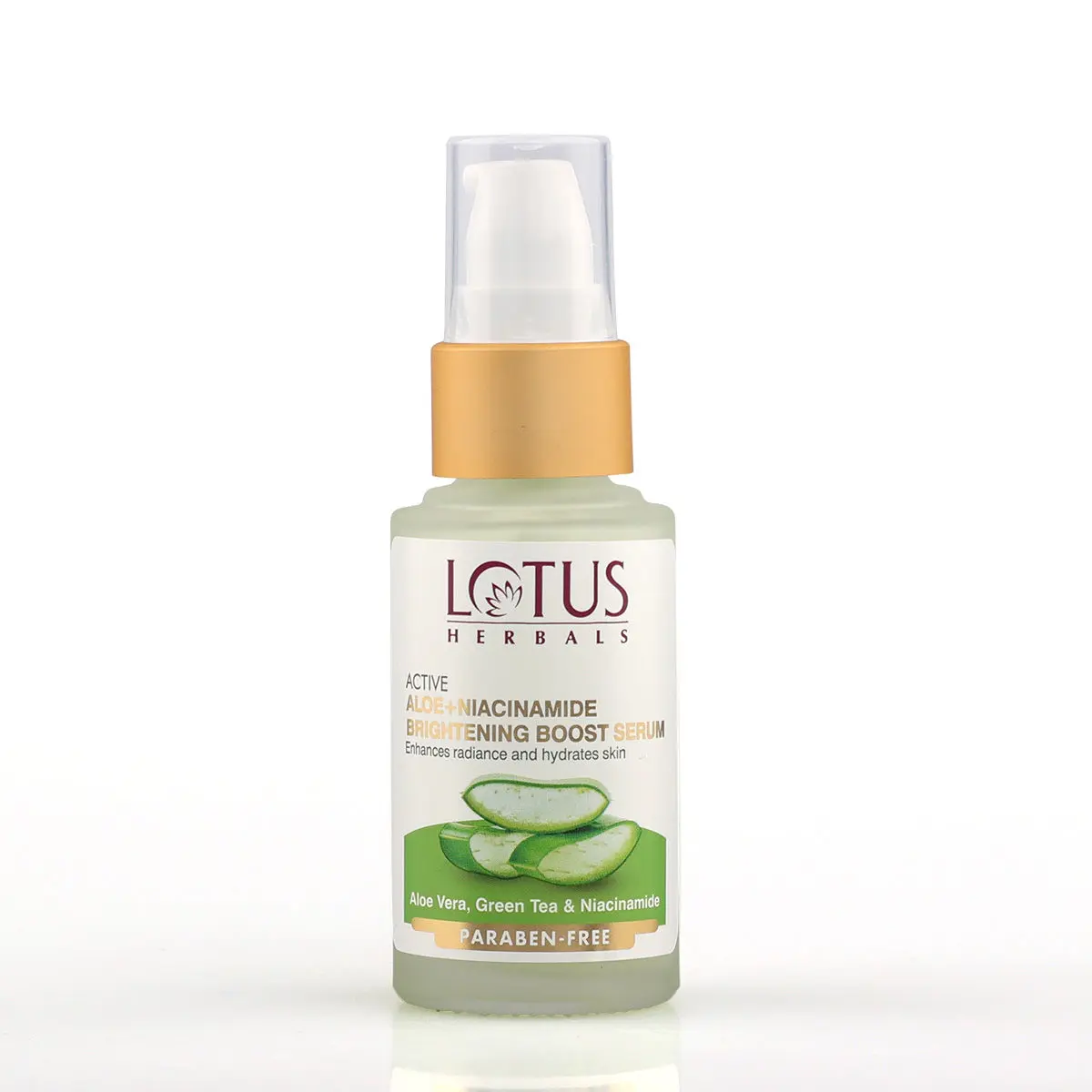 Lotus Herbals Active Aloe + Niacinamide Brightening Boost Serum|Enhances Radiance & Hydrates Skin|Praben Free| All Skin Types|30ml