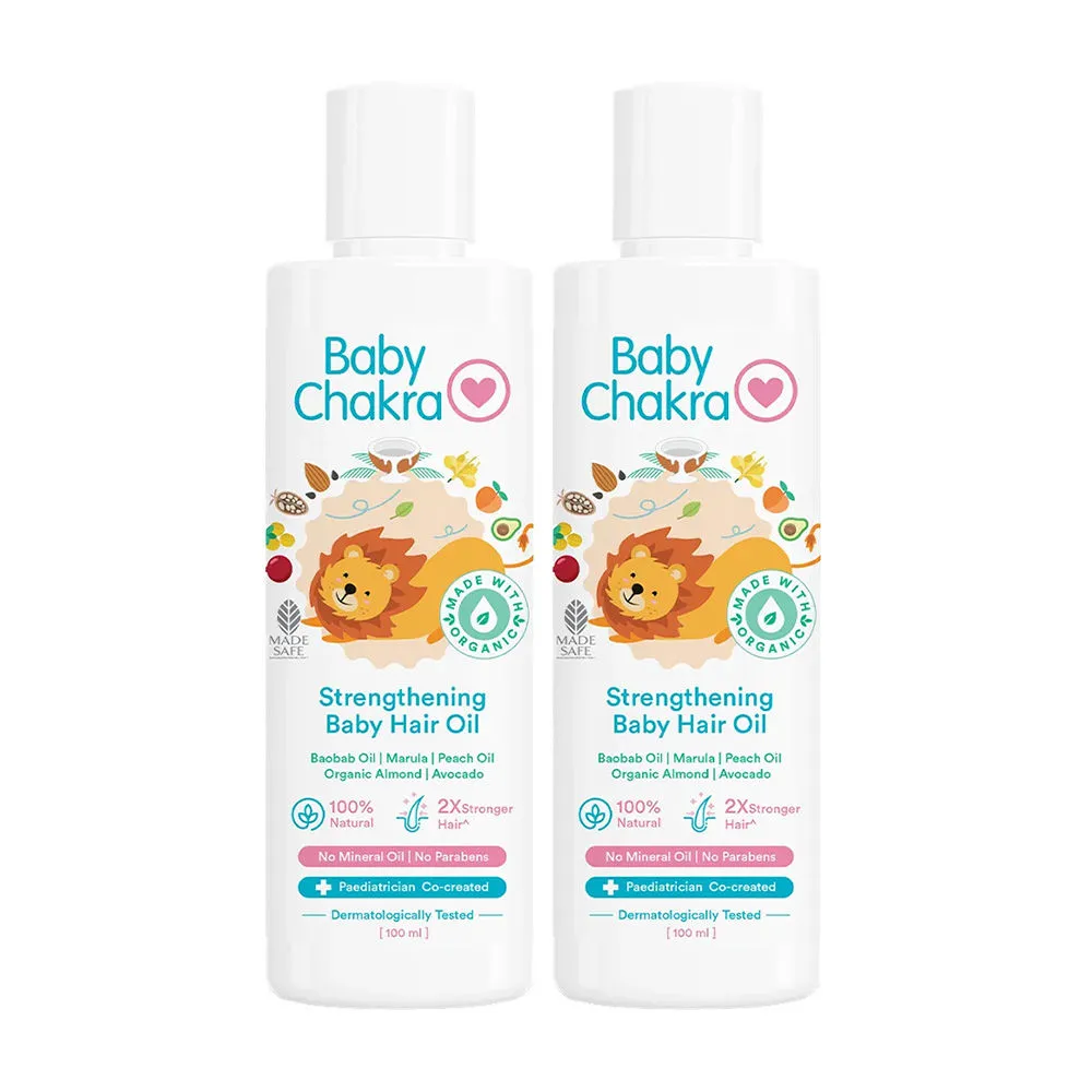 BabyChakra Strengthening Baby Hair Oil, 2X Stronger Hair Growth, No Mineral Oil (100ml x 2)