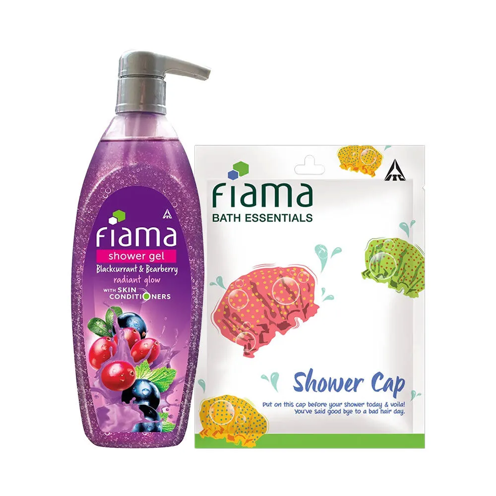 Fiama Shower Gel Blackcurrant & Bearberry Body With Shower Cap Combo