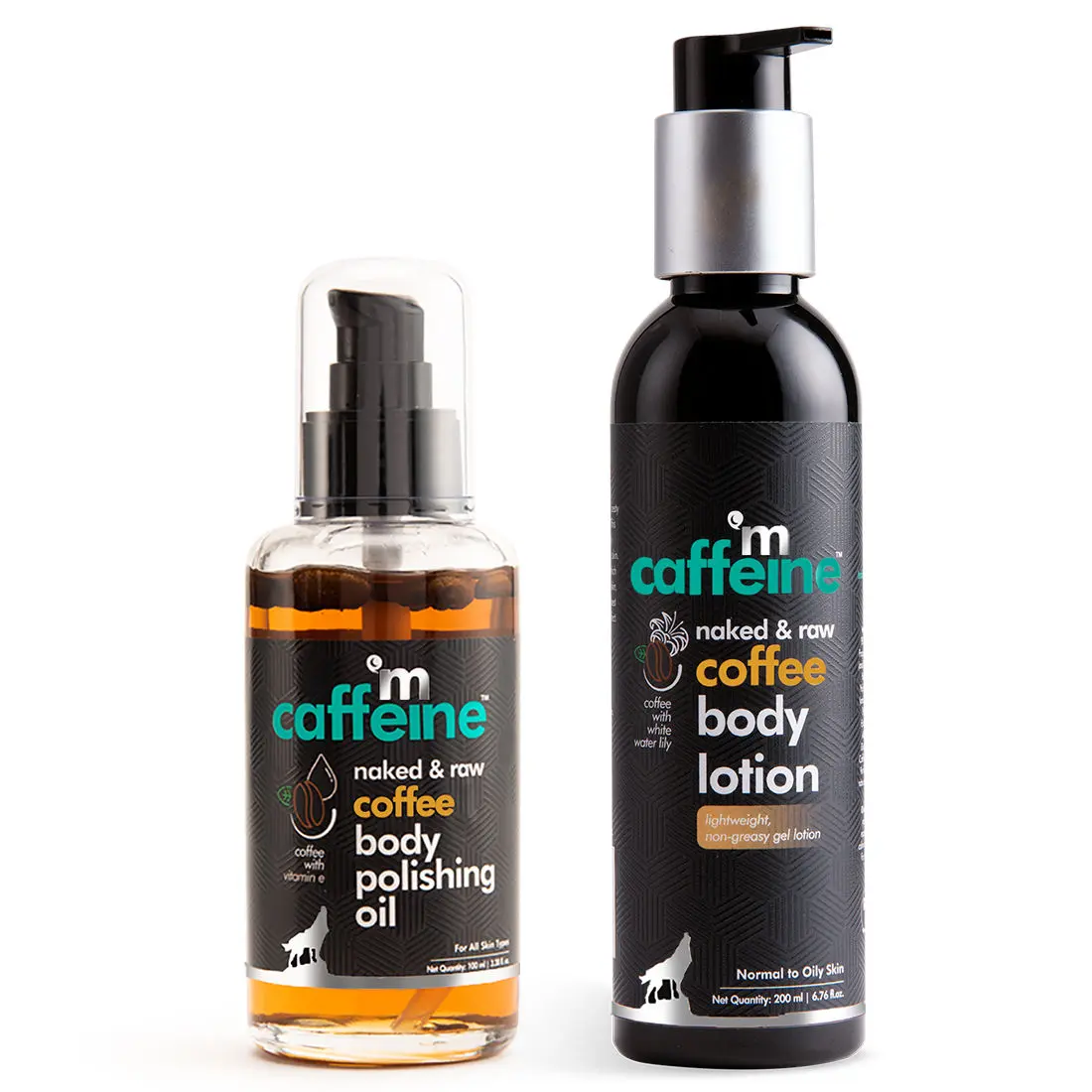 mCaffeine Coffee Double-up Moisturization Set for Winter Dryness | Pre & Post Shower | Nourishes | Body Oil, Body Lotion | Paraben & Mineral Oil Free 300 ml