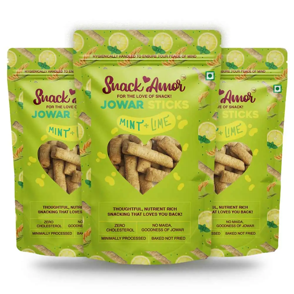 SnackAmor Jowar Sticks,  Mint+Lime (Pack of 3)  50 g