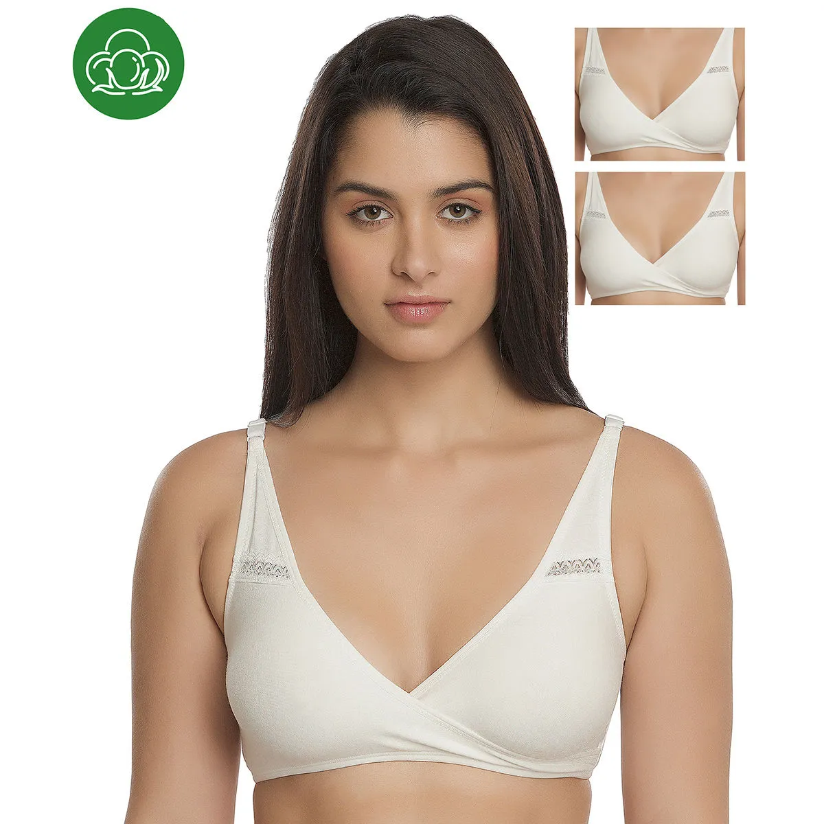 Inner Sense Organic Antimicrobial Sleeping/Feeding Bra Pack Of 3 - White (40C)