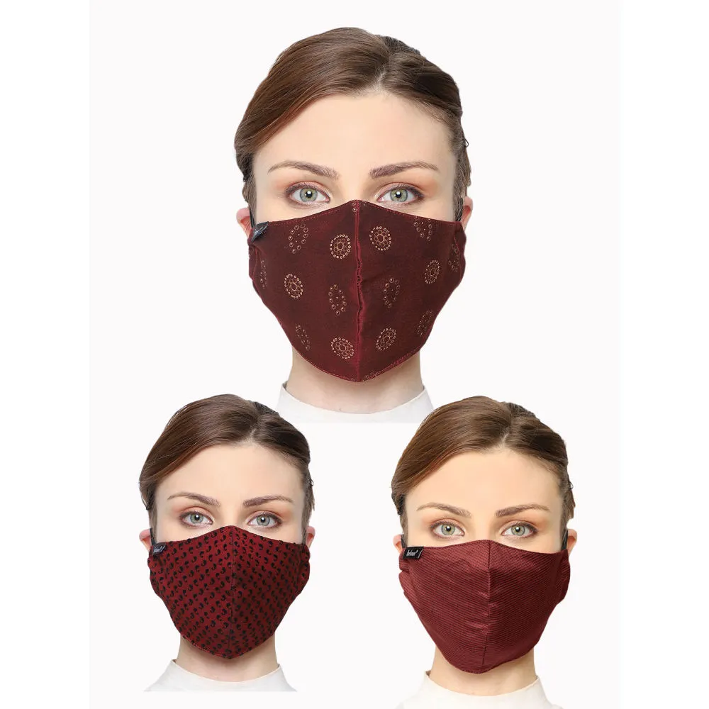 Anekaant Pack Of 3 Multicolor 3-Ply Reusable Poly Silk Fabric Fashion Mask