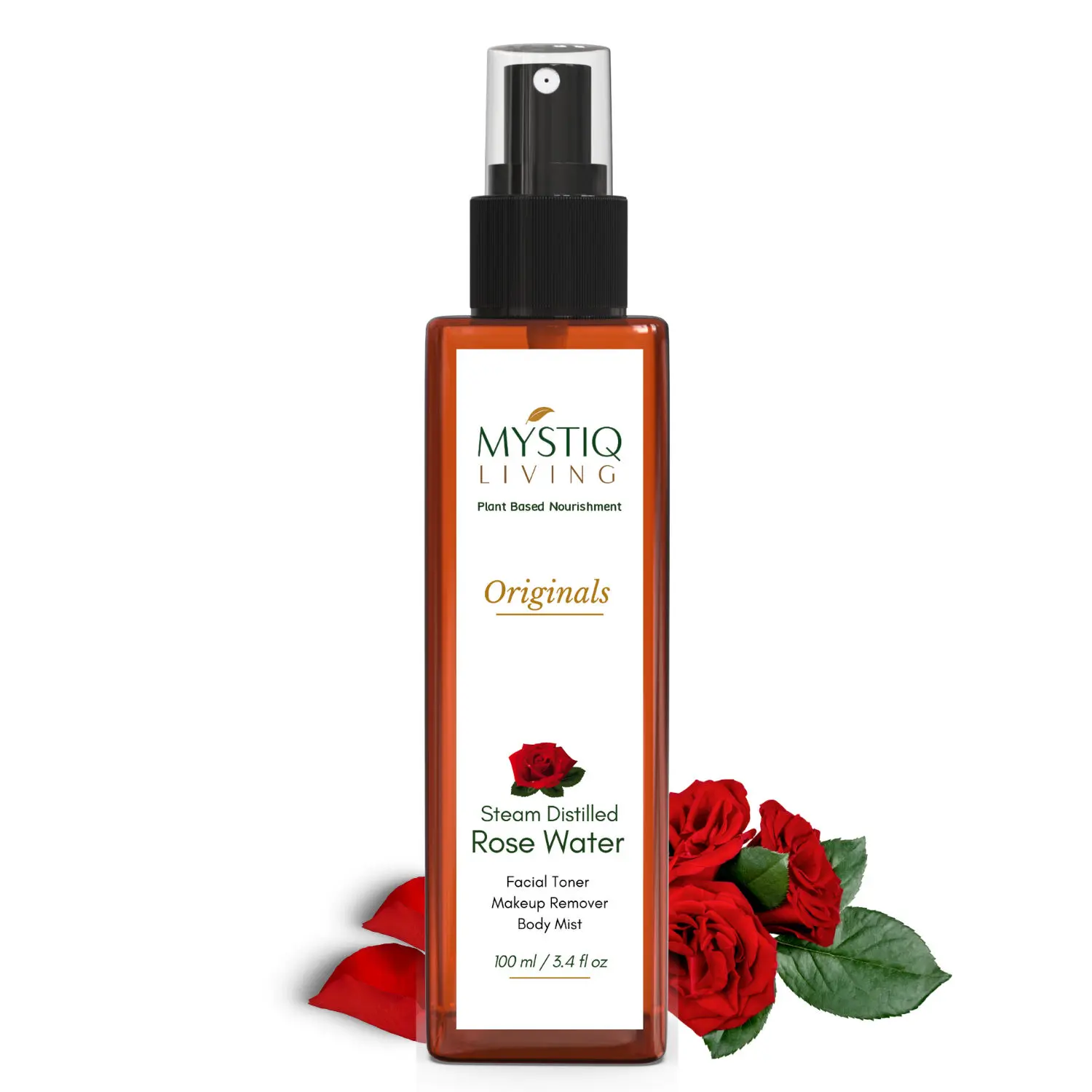 Mystiq Living Originals - Rose Water (Gulab Jal) Spray, Pure & Natural Hydrosol For Skin, Hair & Face | 100ML