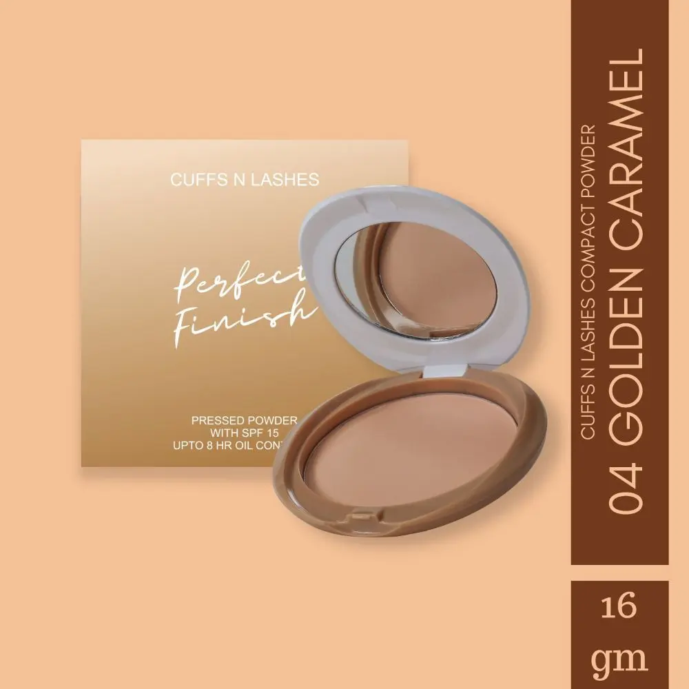 Cuffs N Lashes Perfect Finish Pressed Powder Compact with SPF 15, 04 Golden Caramel, (16 g)