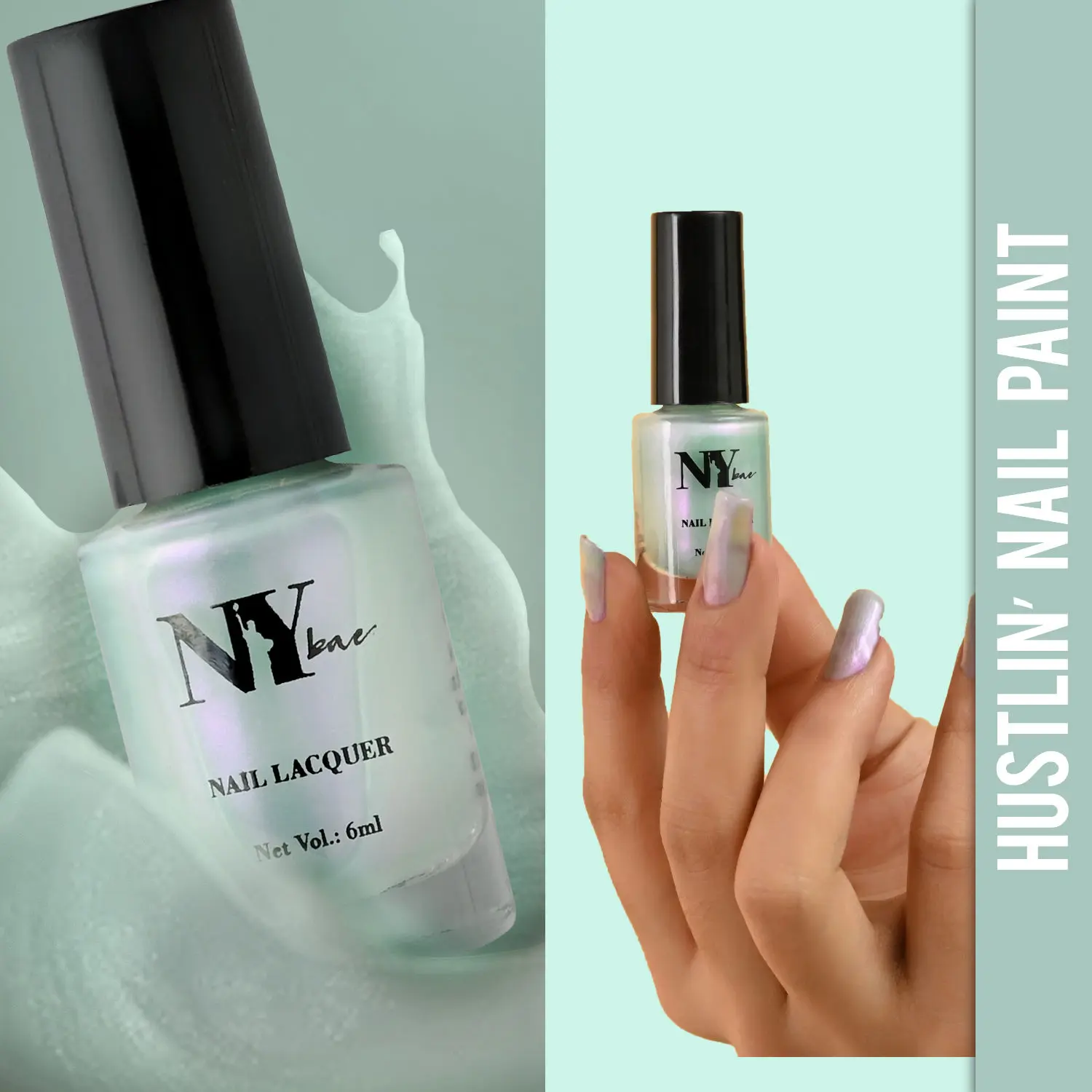 NY Bae Hustlin' Nail Lacquer - Sippin' Coffee 7 (6 ml) | Blue | Glossy Finish | Rich Pigment | Chip-proof | Long lasting | Cruelty Free