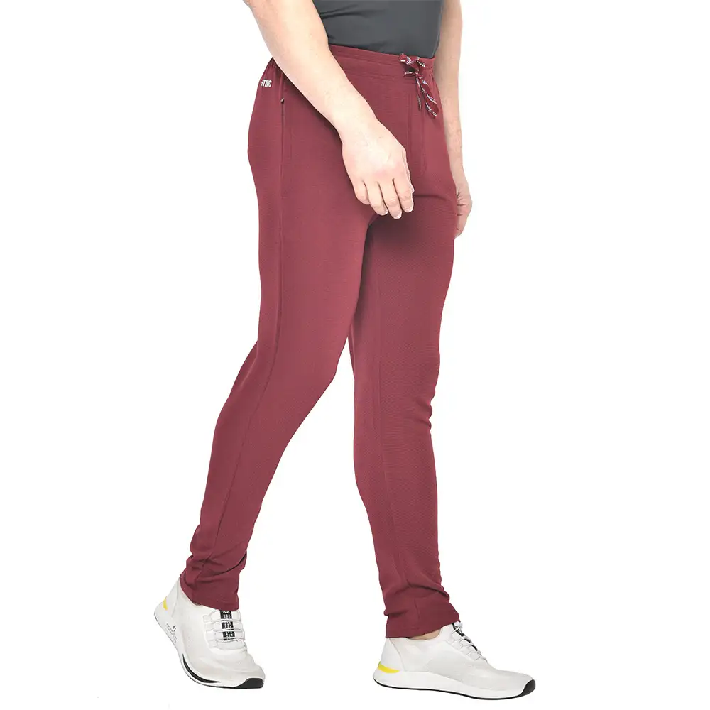 Fitinc Dobby Solid Track Pants,  Wine  Medium