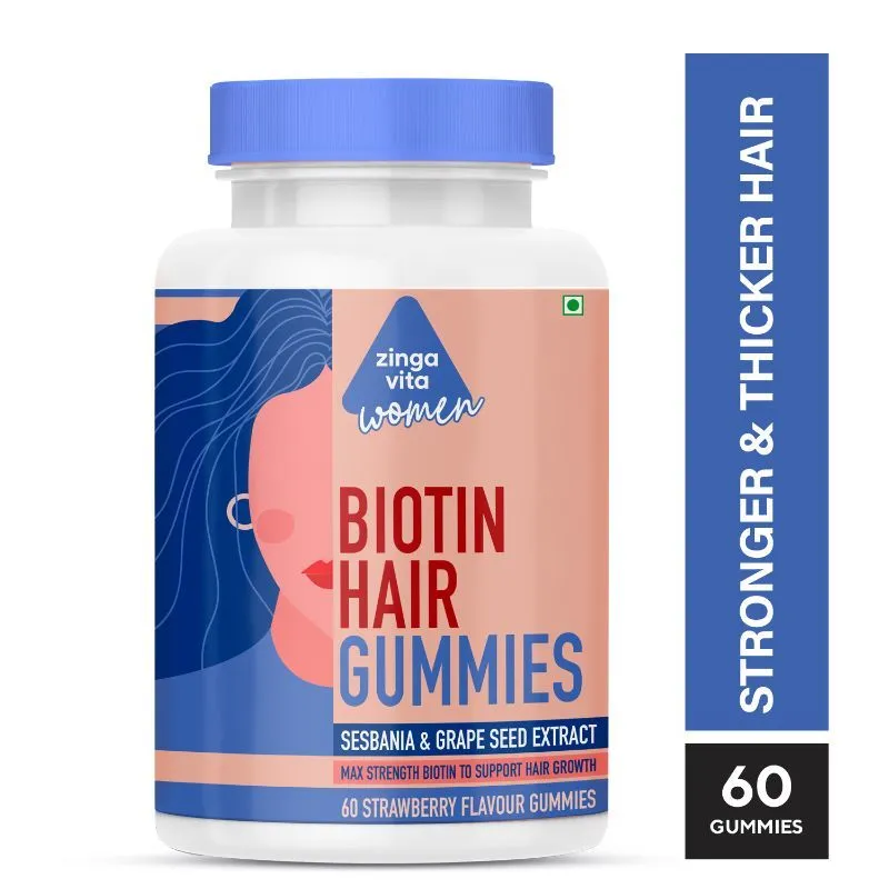 Zingavita Biotin Hair Gummies For Strong & Shiny Hair Sugar Free