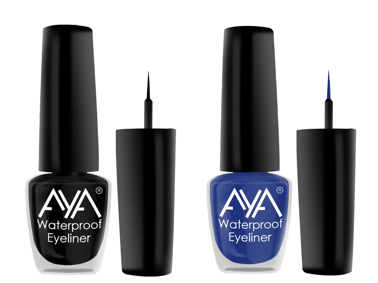 AYA 24 Hrs Long Lasting & Waterproof Eyeliner (Set Of 2) - Black N Metallic Blue