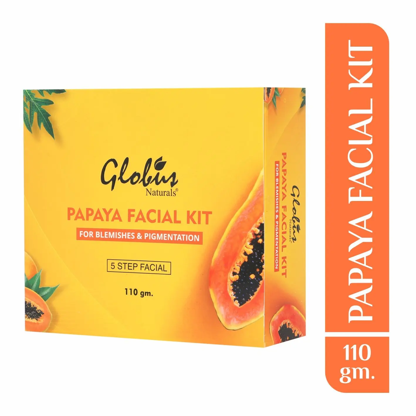 Globus Naturals Anti-Tan Papaya Facial Kit For Flawless Skin | 5 Step Tan Removal Kit |Paraben Free | Salon Grade| For All Skin Types (110 g)