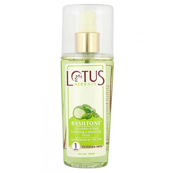 Lotus Herbals Basiltone Clarifying & Balancing Skin Toner | With Cucumber & Basil | For Combination & Oily Skin | 100ml