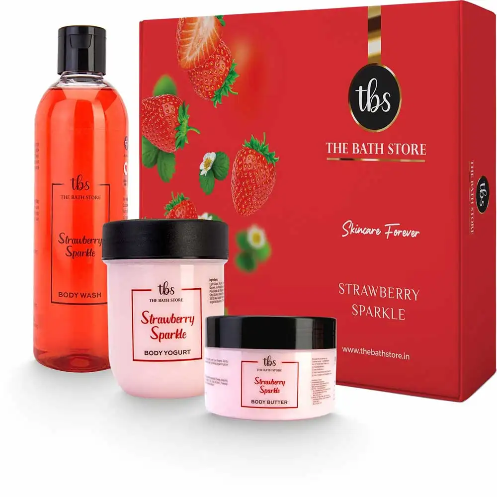 The Bath Store Strawberry Sparkle Combo (Body Butter 200gm +  Body Wash 300ml + Body Yogurt 200gm),  3 Piece(s)/Pack  for All Skin Type