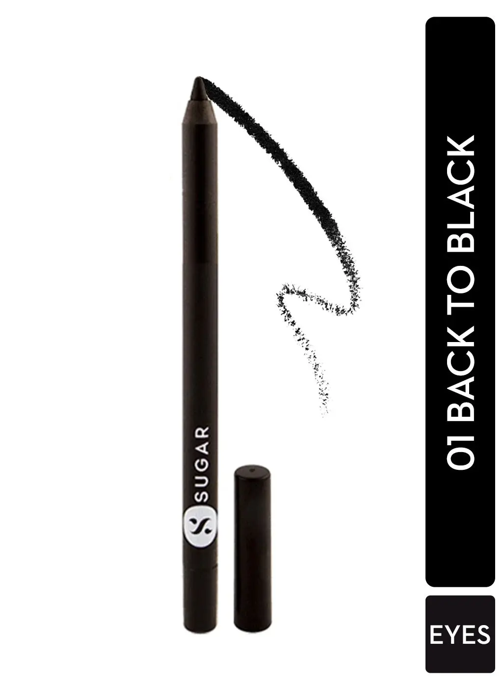 SUGAR Cosmetics - Stroke Of Genius - Heavy-duty Kohl - 01 Back To Black (Black) - Waterproof Kohl Pencil, Lasts Up to 8 hours