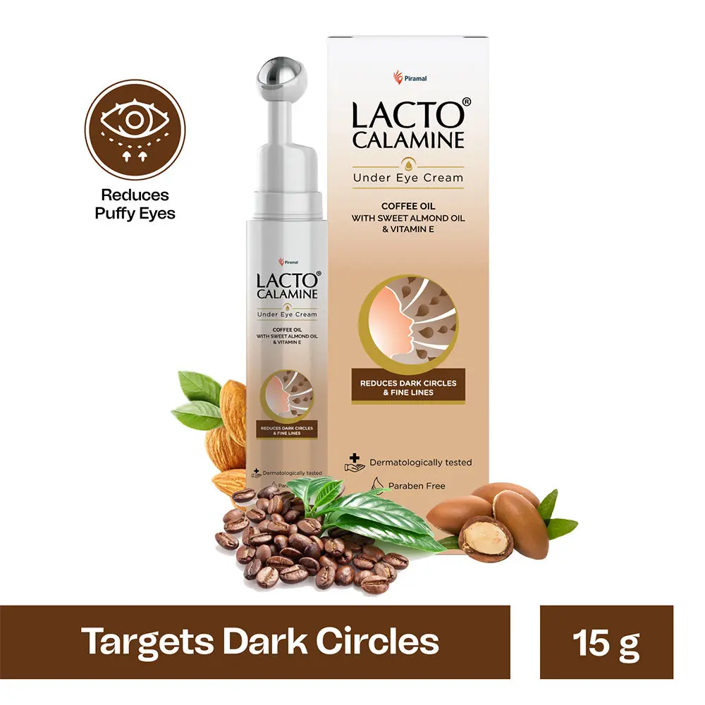 Lacto Calamine under eye cream for dark circles, fine lines & puffy eyes| Enriched with coffee, sweet almond & Vitamin E| Dermatologically tested| 15 g