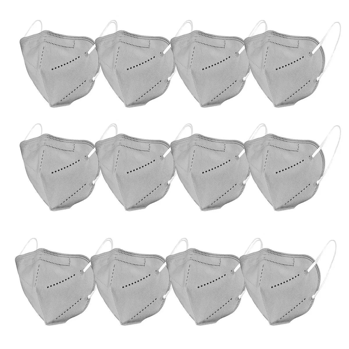 Fabula Pack Of 12 Kn95/N95 Anti-Pollution Reusable 5-Layer Mask (Grey )