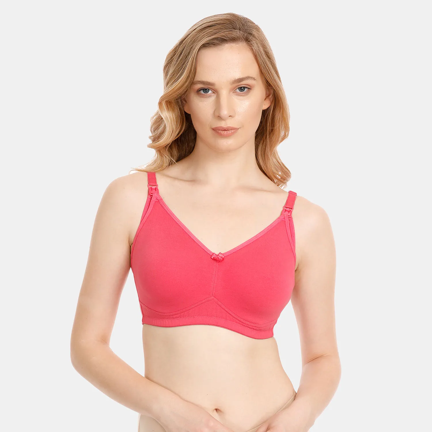 Zivame Double Layered Wirefree Maternity Nursing Bra - Pink (34D)