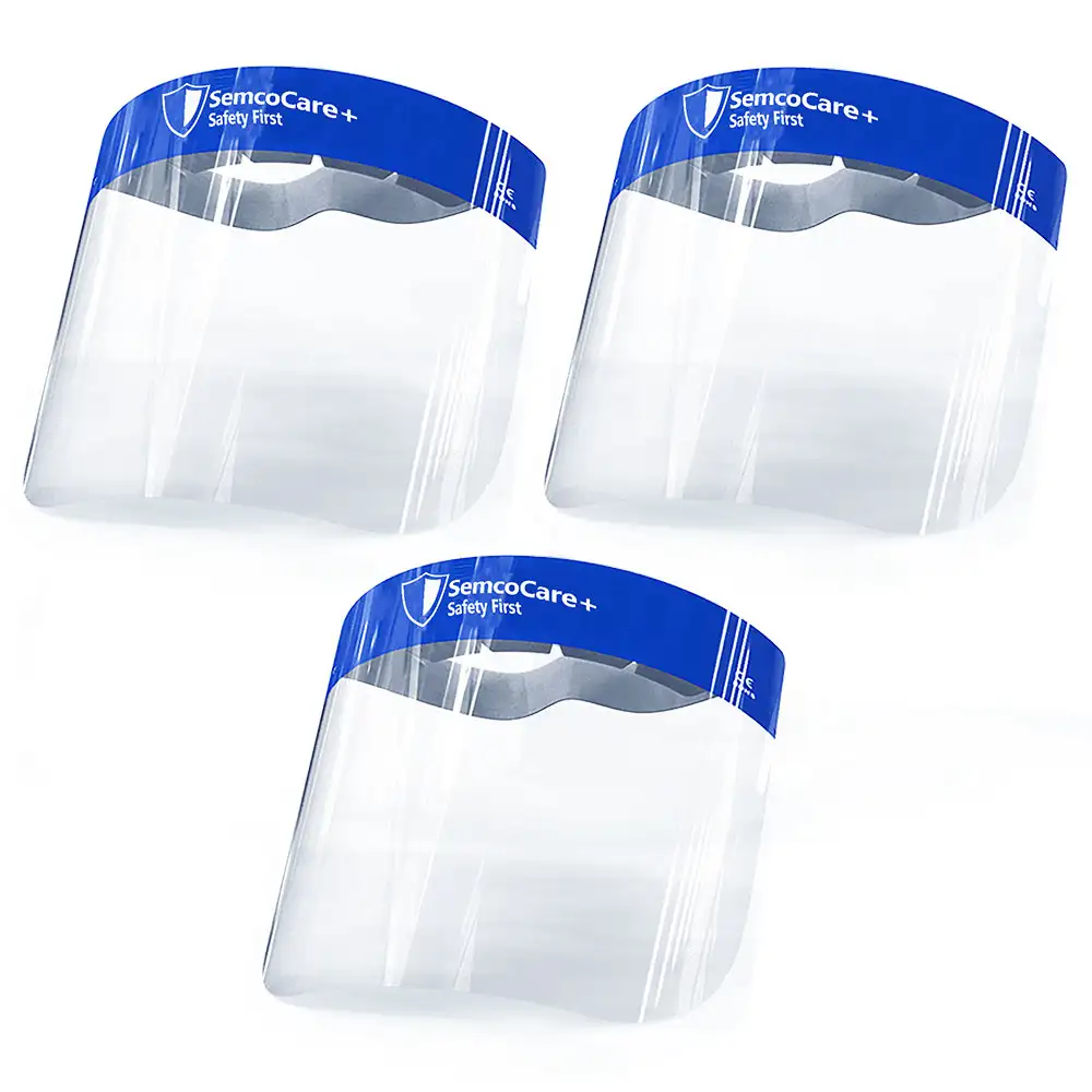 SemcoCare+ Face Shield,  Blue (Pack of 3)