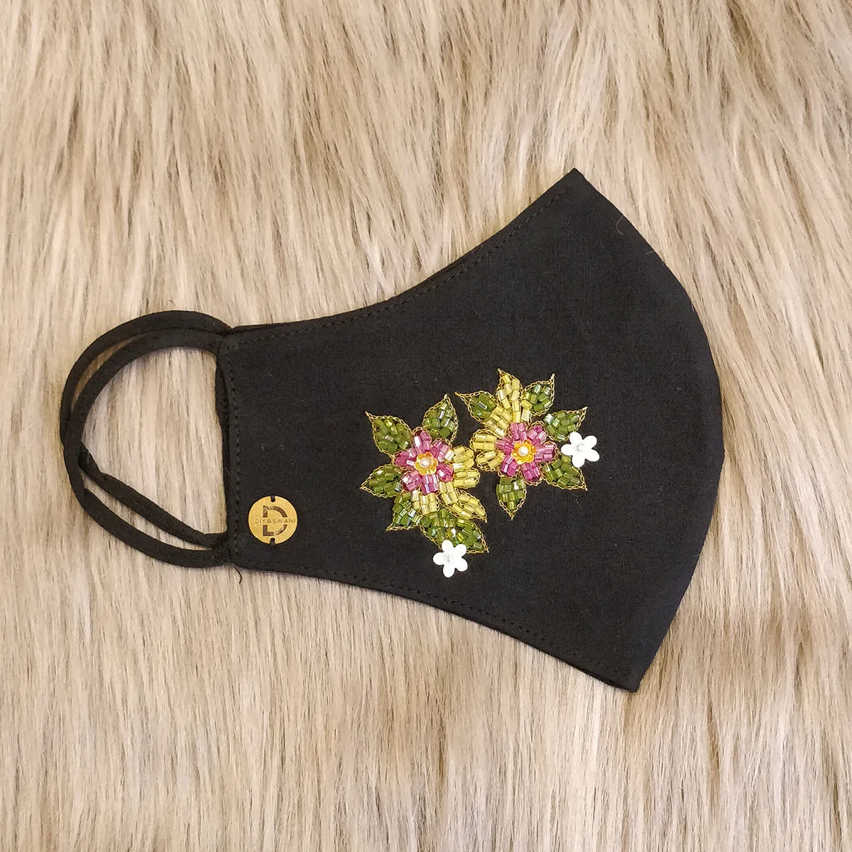 Diya Aswani Black Flower Bunch Mask