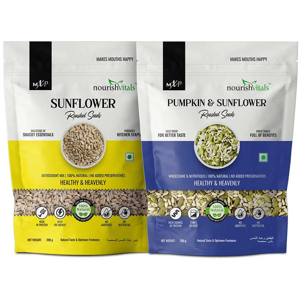 NourishVitals Healthy Munching Combo,  Pumpkin, Sunflower + Sunflower Roasted Seeds  2 Piece(s)/Pack