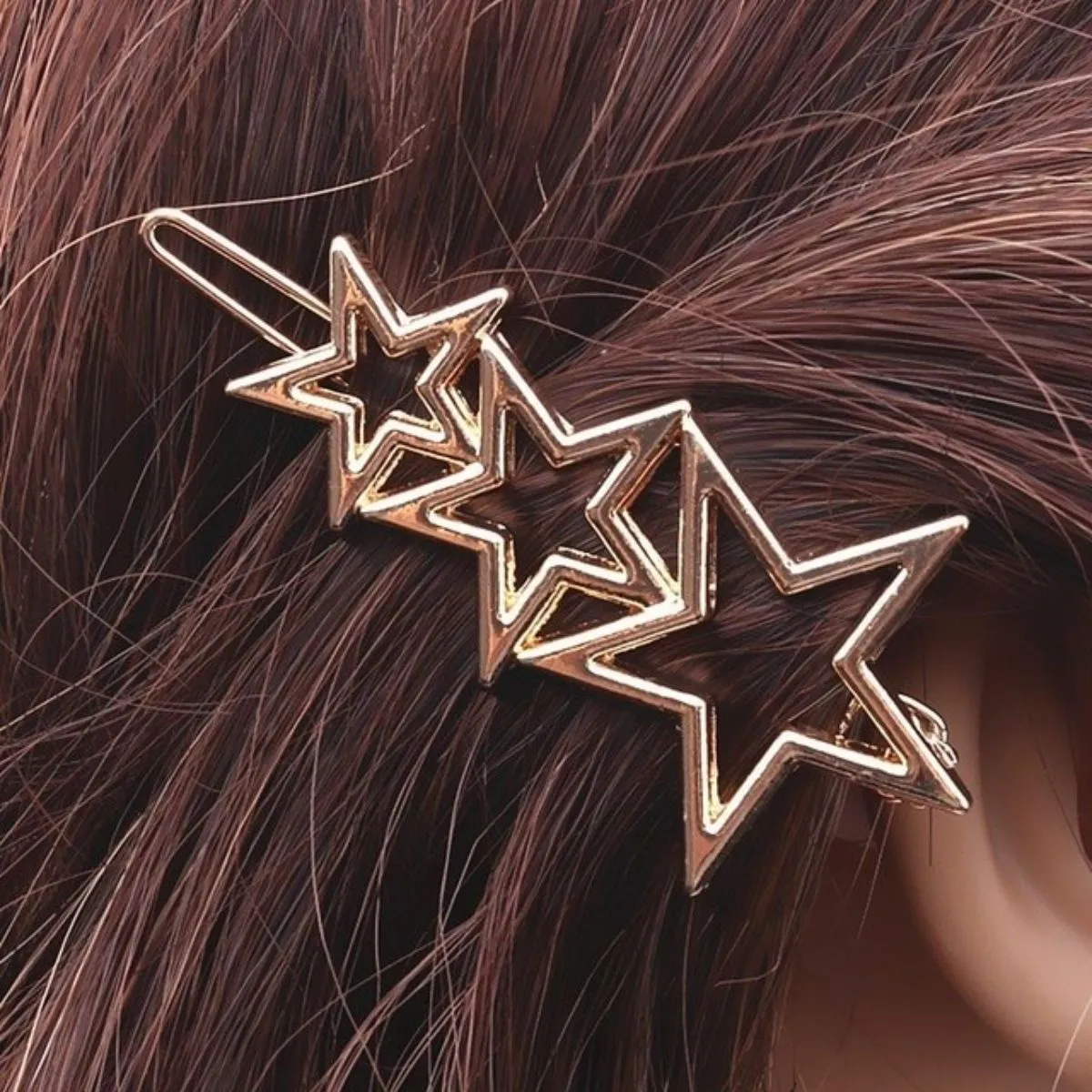 OOMPH Jewellery Gold Tone Filigree Stars Hair Clip / Hair Pin For Women & Girls