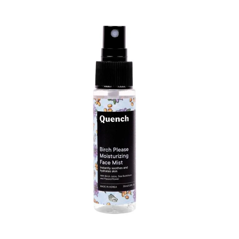 Quench Birch Please Moisturizing Face Mist, Mini Exfoliates, Hydrates, Soothes