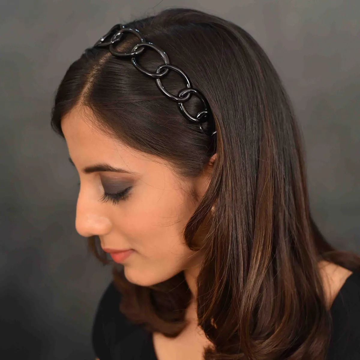 YoungWildFree Black Interlock Hair Band-Simple Dailywear Plastic Hairband