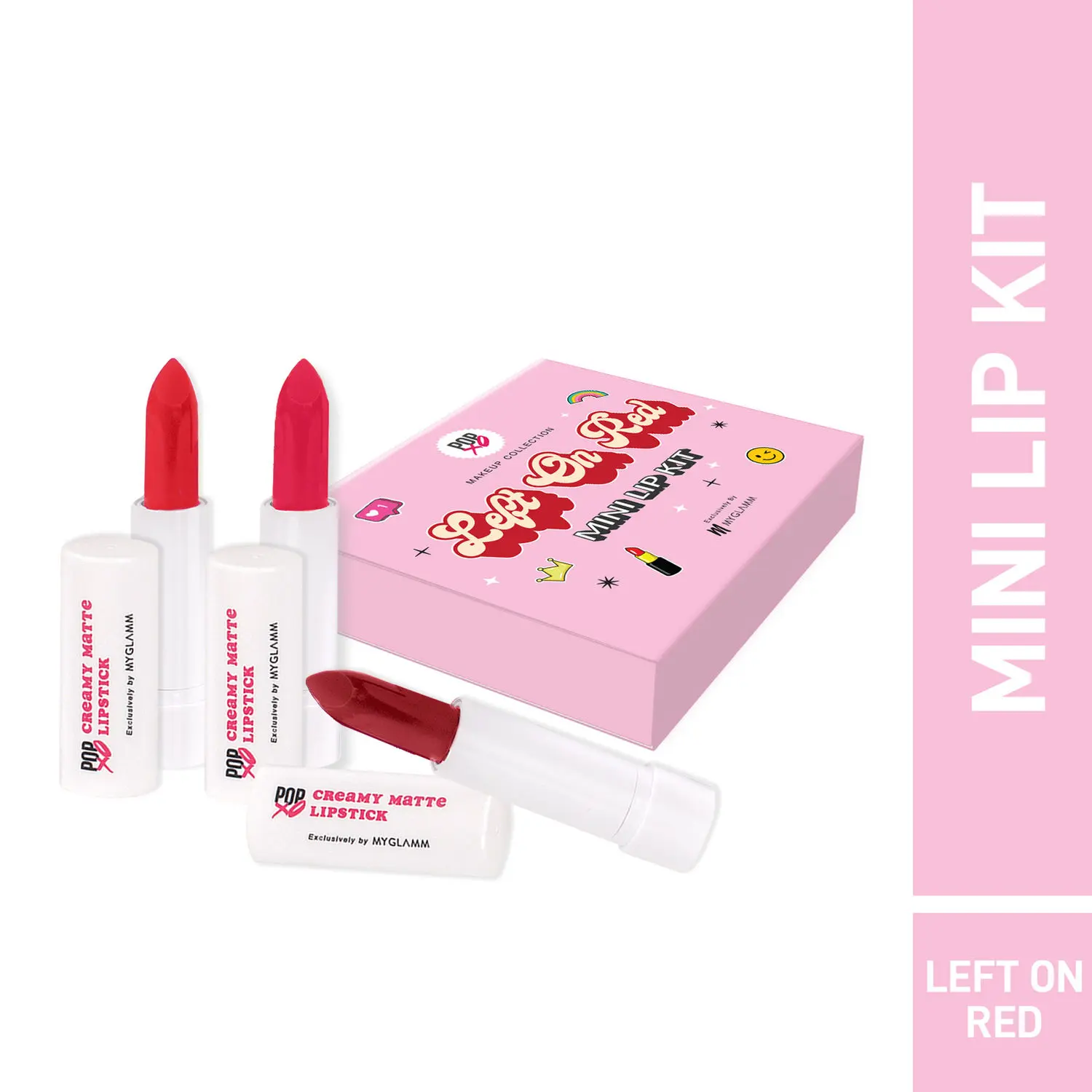 Myglamm Popxo Makeup - Mini Lip Kit-Left On Red-10g